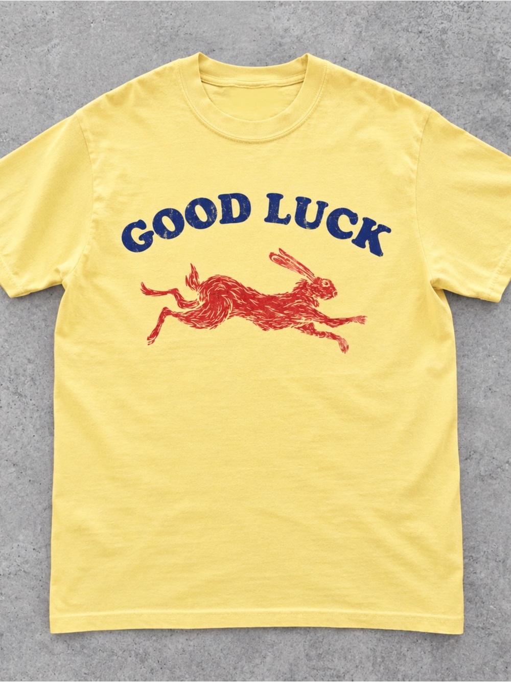 Gildan Yellow Good luck shirt. Lucky Rabbit shirt